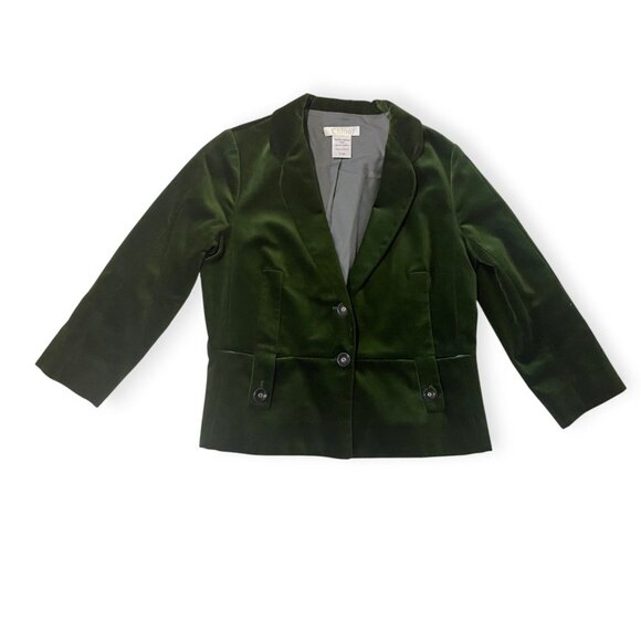 Chloe Velvet Cropped Blazer Green Cotton FR42 Made in France - Picture 4 of 15